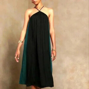 Banana Republic Factory Black and Teal Halter Dress